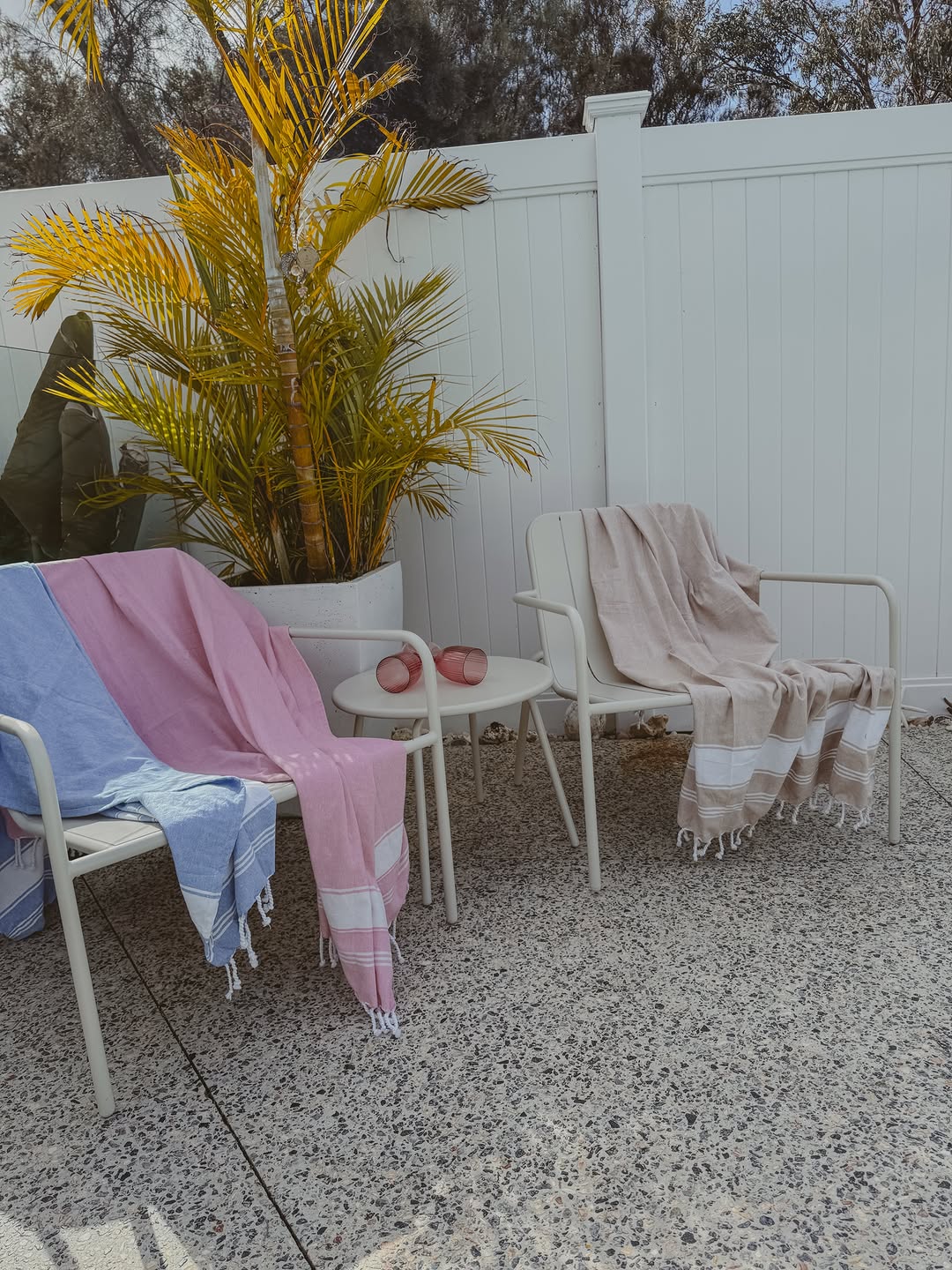 Set of 6 Chambray Turkish Beach Towels - Beach Club